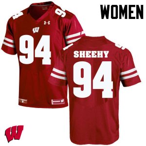 Women's Wisconsin Badgers NCAA #94 Conor Sheehy Red Authentic Under Armour Stitched College Football Jersey ES31K28XM